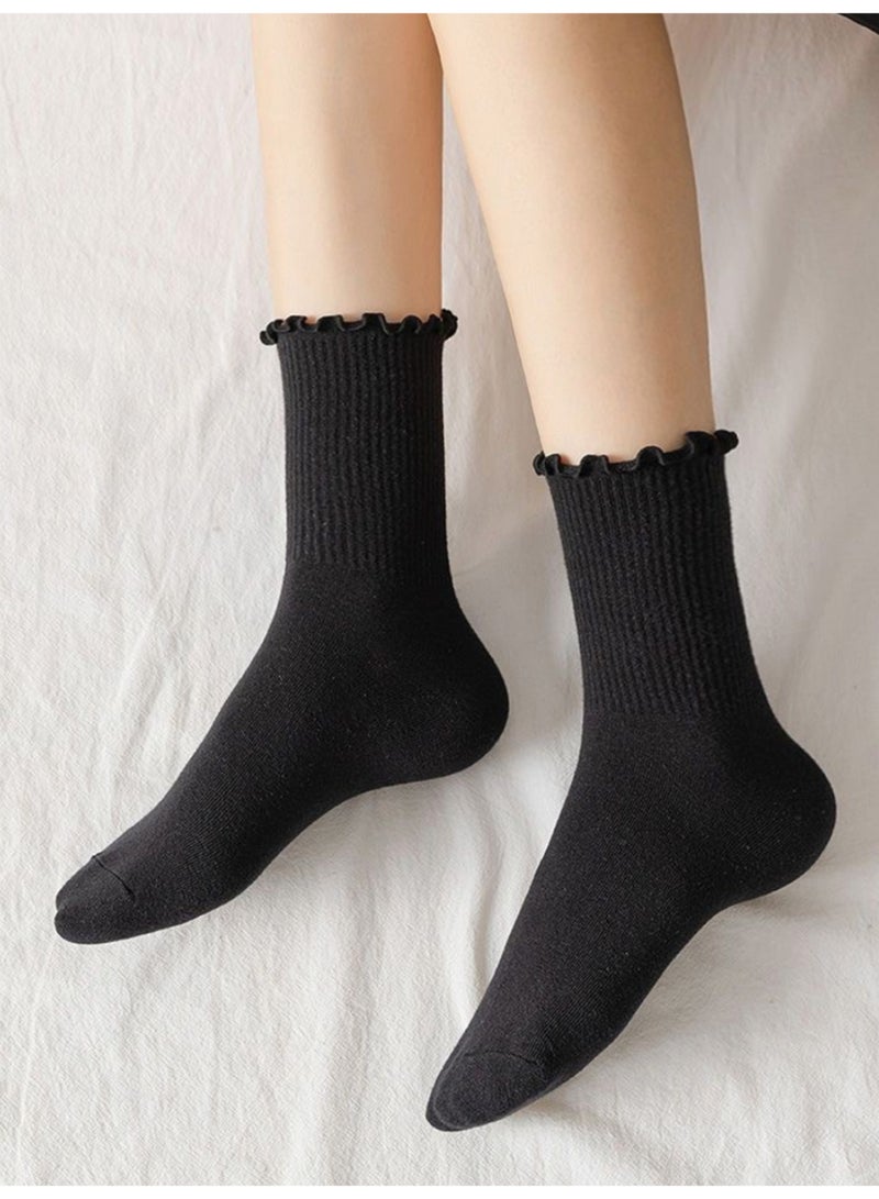 ديفي جوارب ديفي النسائية ذات الكشكشة، 6 أزواج، جوارب كاحل لطيفة ذات كشكشة - Image 3